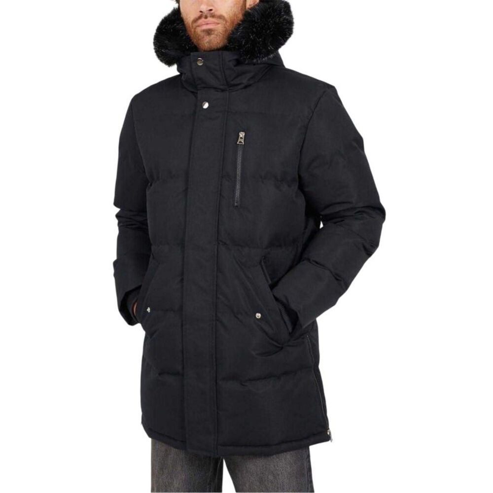 Brave Soul Mens Faux Fur Trim Parka / Black